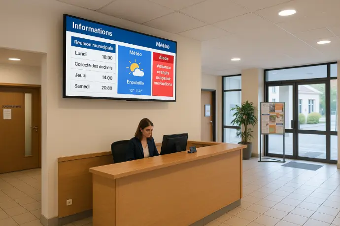 Accueil en mairie avec affichage dynamique