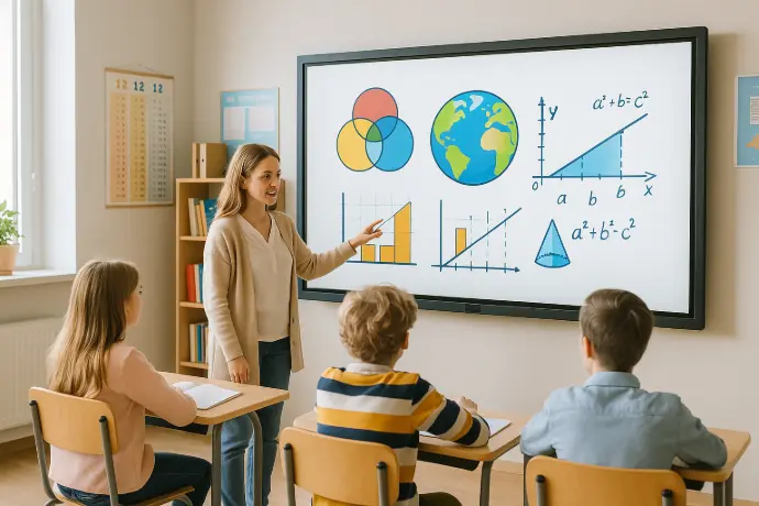 Écran intéractif dans une salle de classe