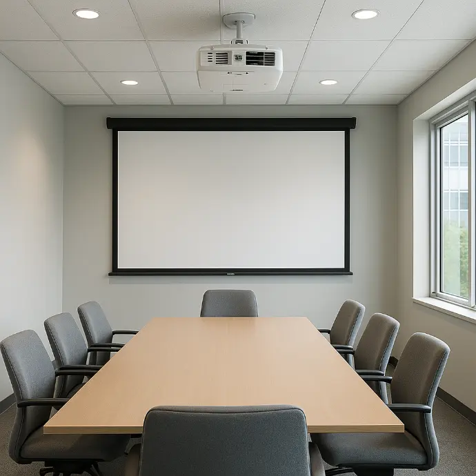 Salle de réunion munie d'un vidéoprojecteur