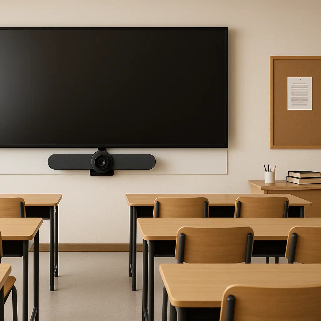 Salle de classe connectée avec un système de visioconférence