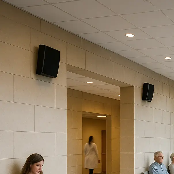 Hall d'accueil doté d'un système de diffusion sonore