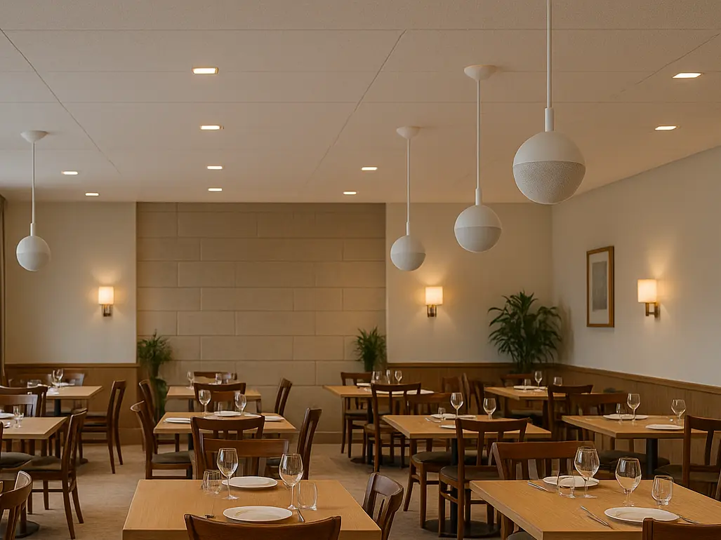 Système de sonorisation multi-zone installé dans les espaces de restauration