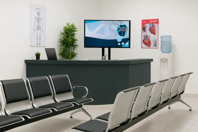 Salle d&#39;attente médicale équipée d&#39;un écran d&#39;affichage